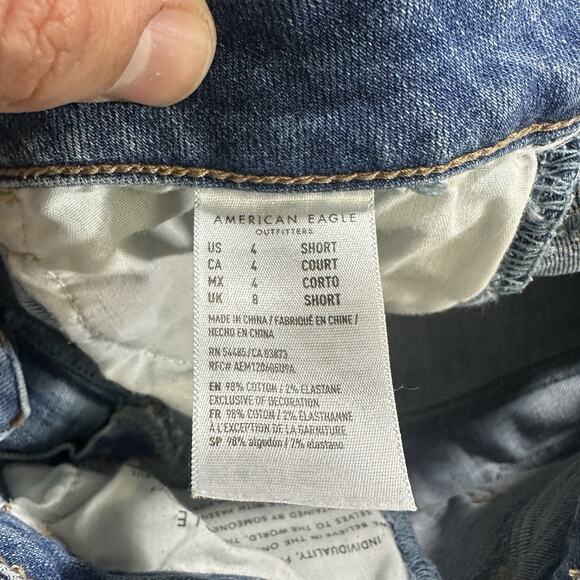 American Eagle Jeans Women's 4 Blue Denim Jegging Crop Low Rise Distress Stretch - Picture 6 of 14